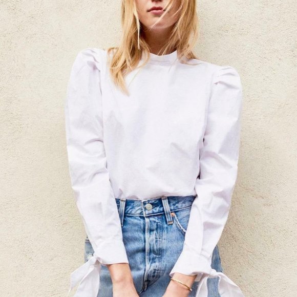 FREE PEOPLE WORKIN' GIRL BLOUSE sz M - Picture 2 of 4